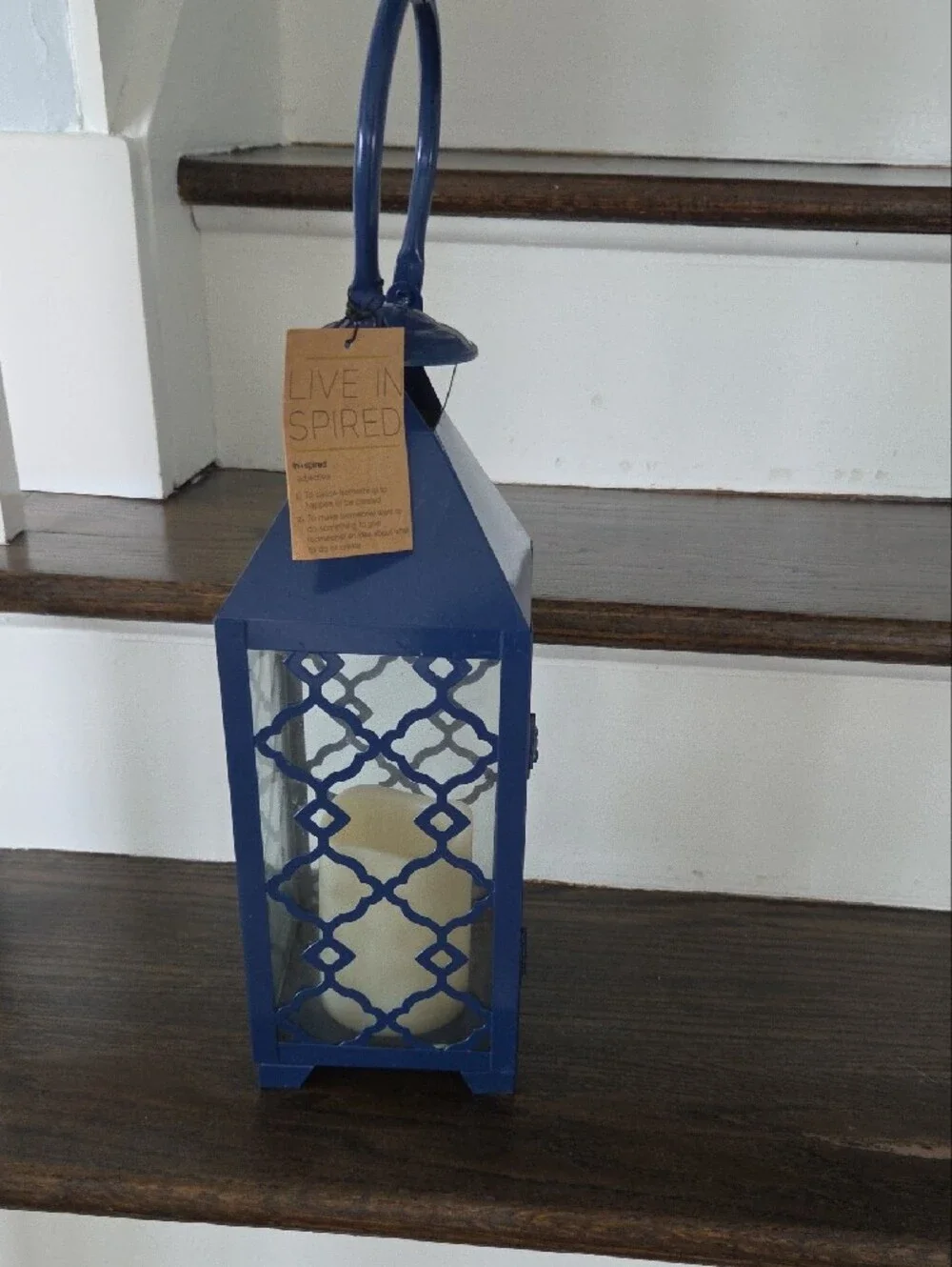 Live Inspired Navy Decorative Metal Lantern